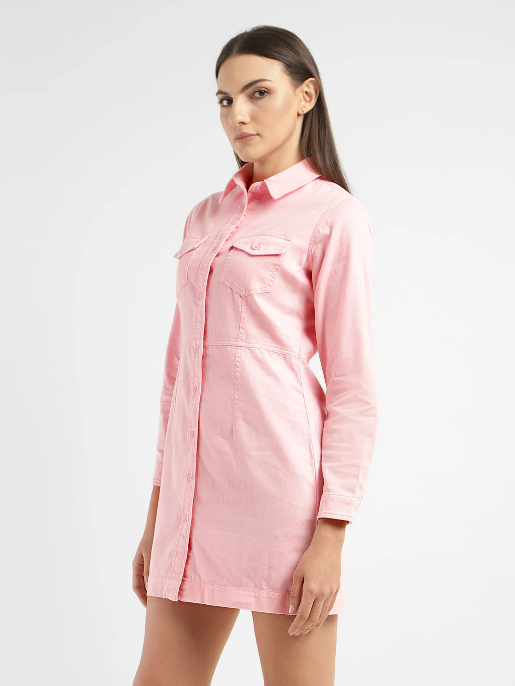 Women's Solid Spread Collar Dress - Image 4
