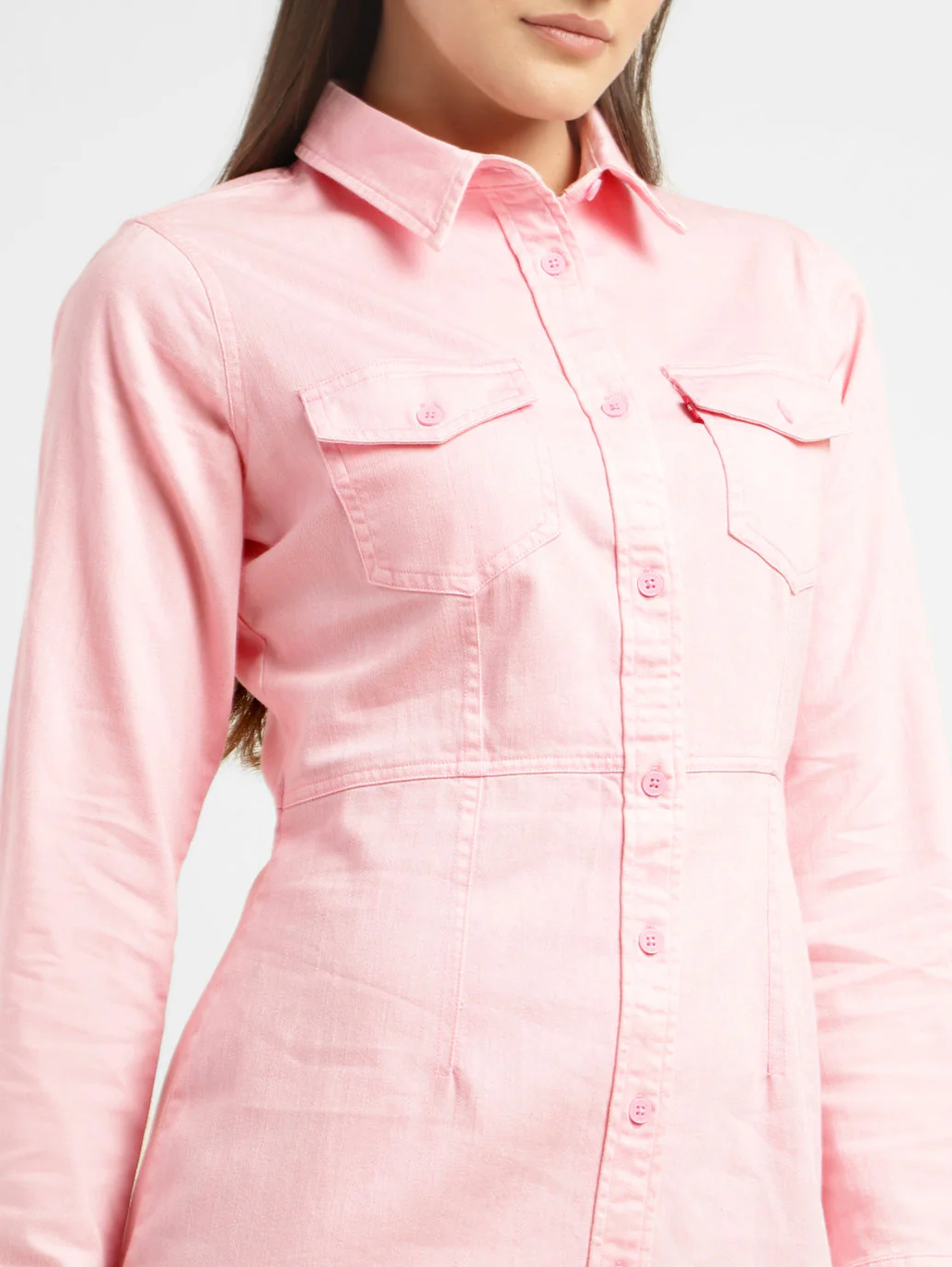 Women's Solid Spread Collar Dress - Image 5