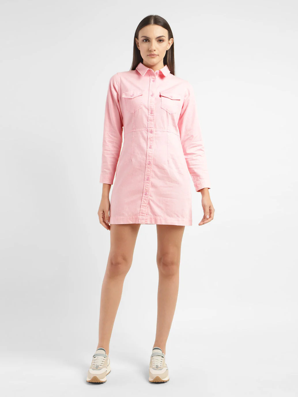 Women's Solid Spread Collar Dress - Image 6