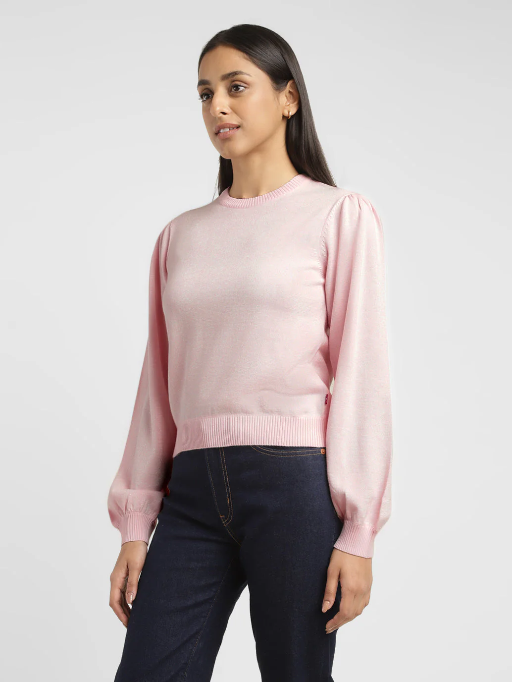 Women's Solid Pink Crew Neck Sweater - Image 5