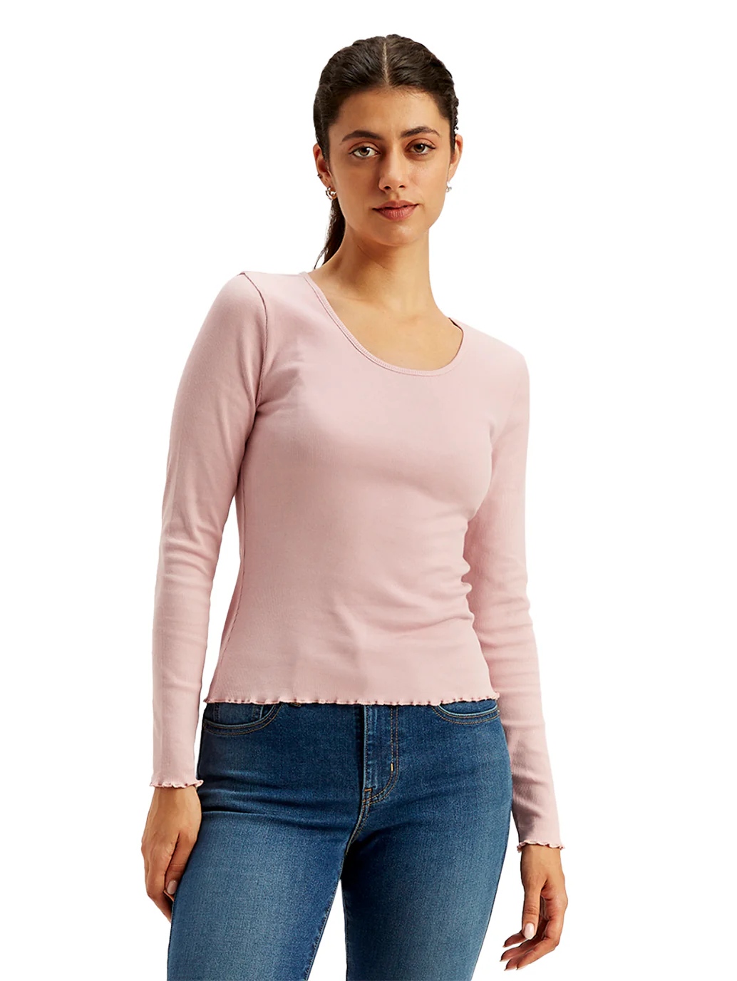 Women's Solid Pink Round Neck Top - Image 4