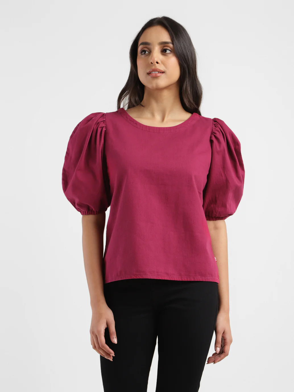 Women's Solid Pink Round Neck Top - Image 2