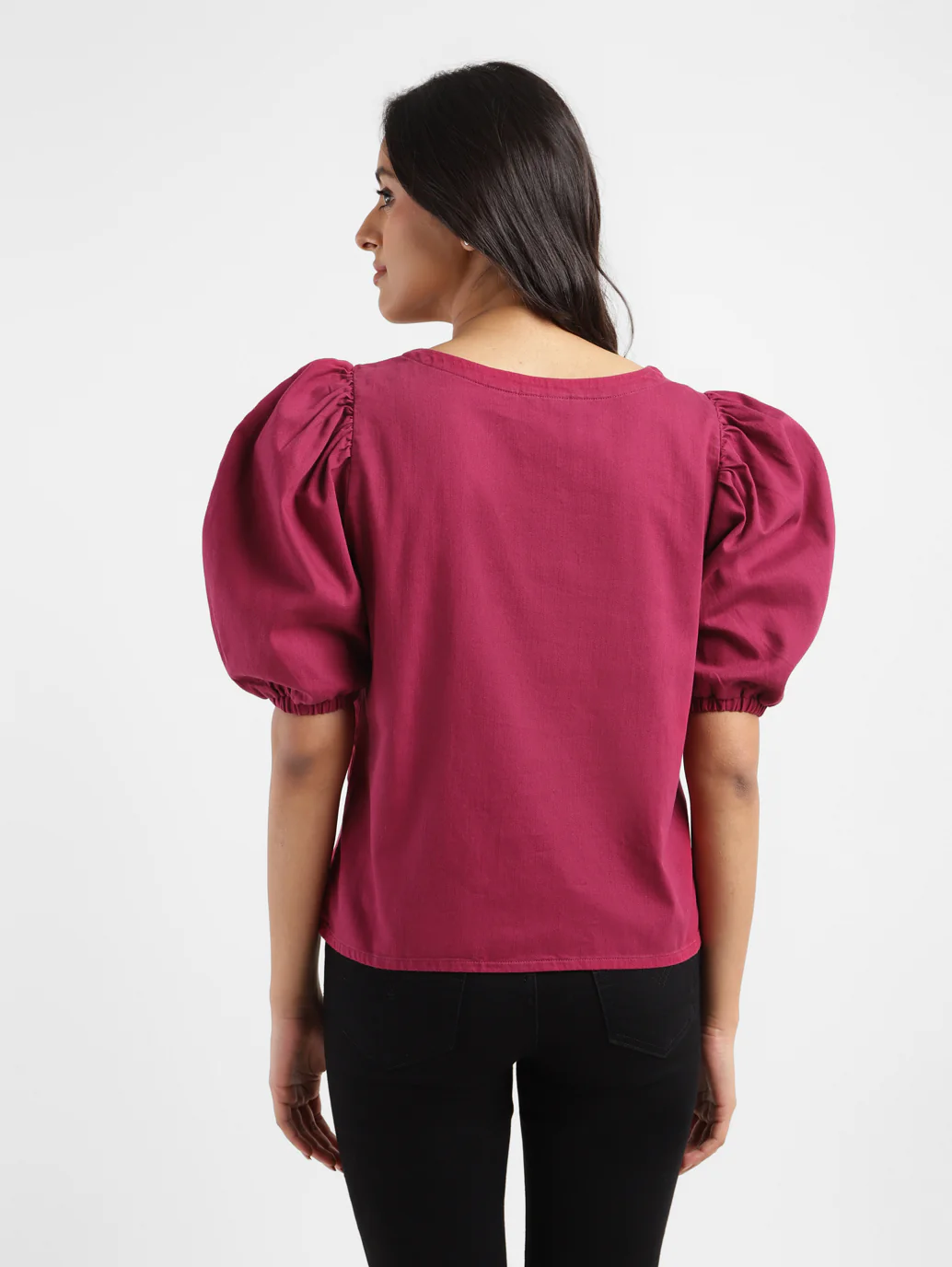 Women's Solid Pink Round Neck Top - Image 3