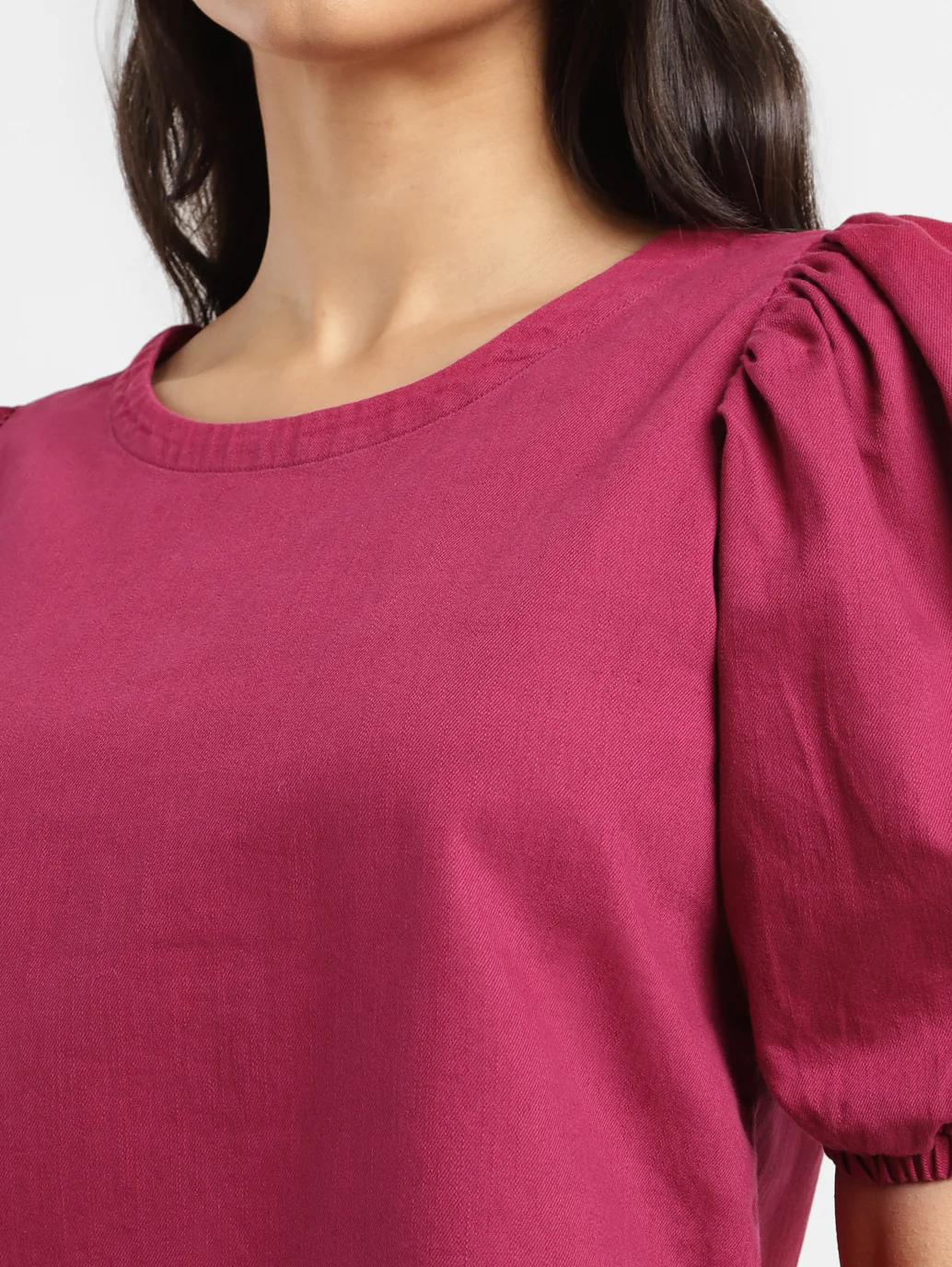 Women's Solid Pink Round Neck Top - Image 7