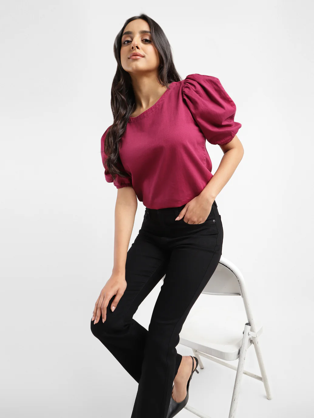 Women's Solid Pink Round Neck Top - Image 8