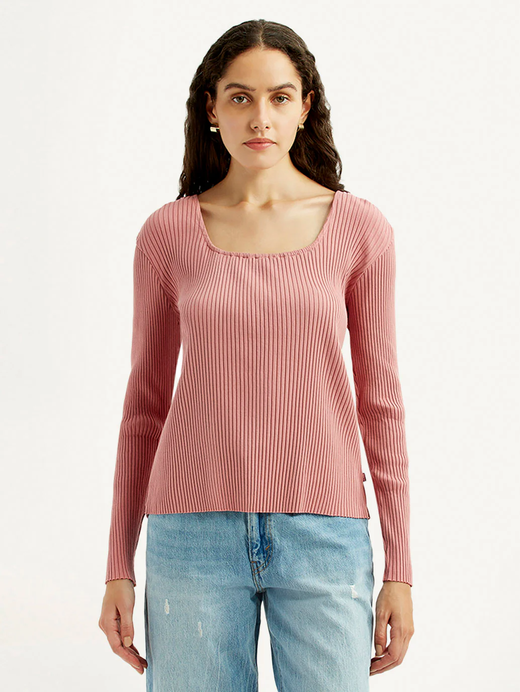 Women's Solid Pink Square Neck Top - Image 2