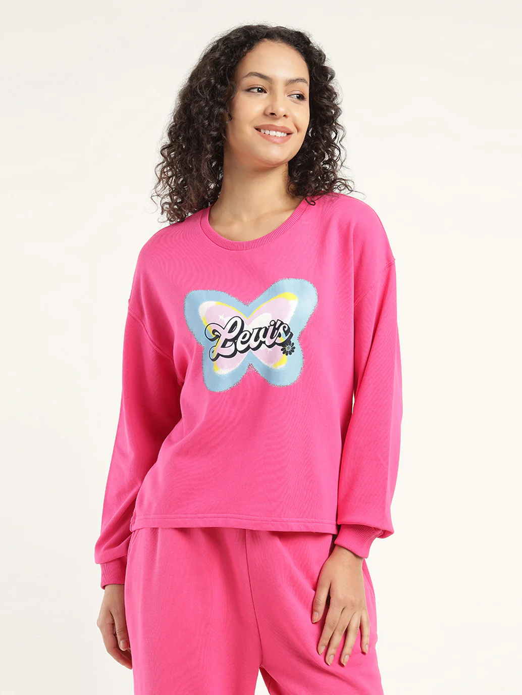Women's Graphic Pink Crew Neck Sweatshirt - Image 2