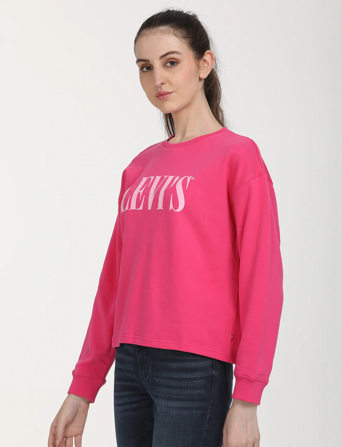 Women's Brand Logo Pink Crew Neck Sweatshirt - Image 2