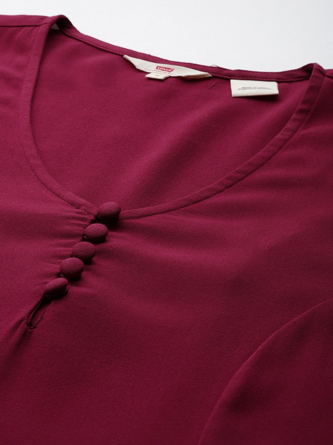 Women's Solid Red V Neck Dresses - Image 4