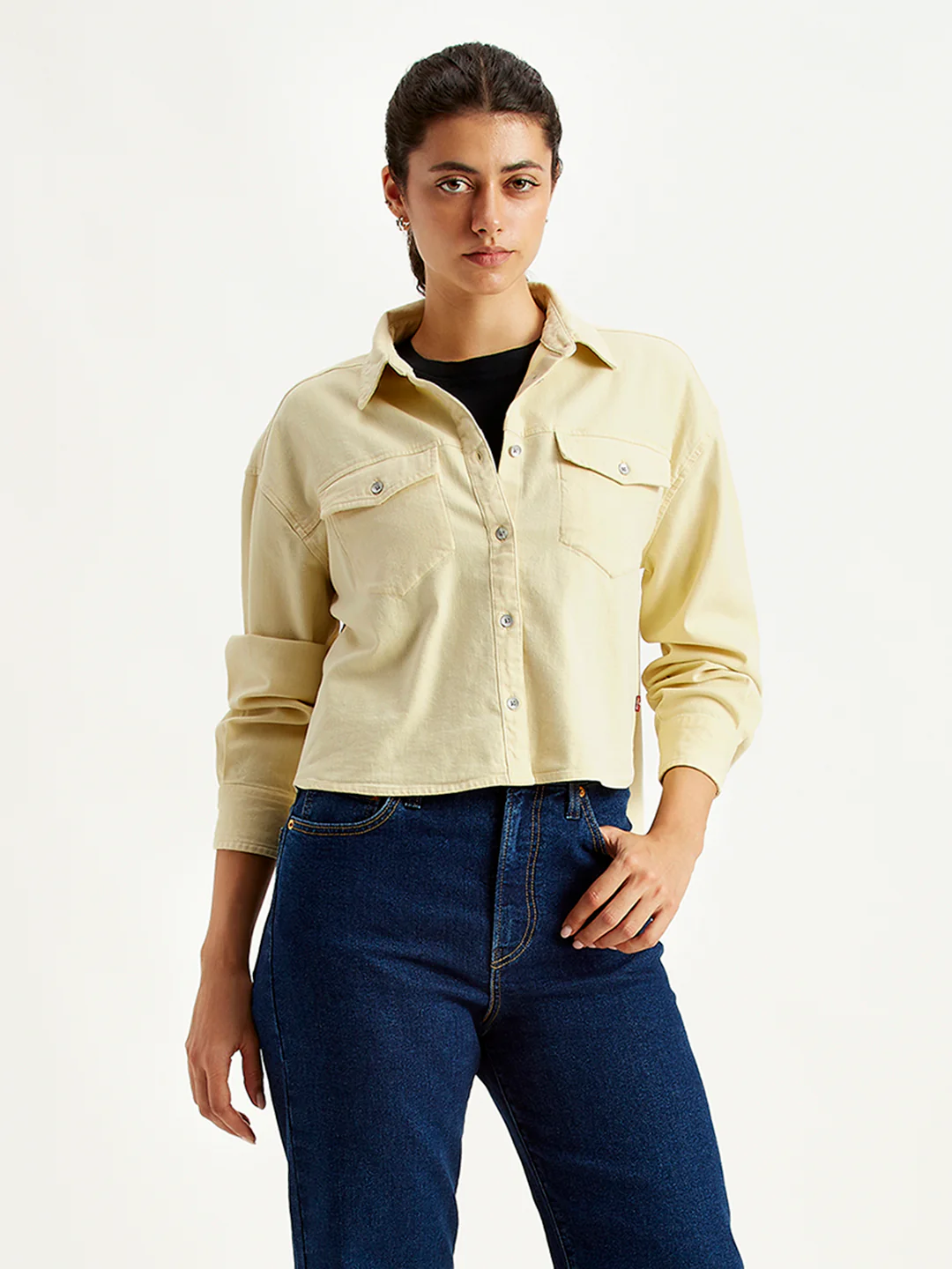 Women's Solid Relaxed Fit Denim Shirt - Image 5