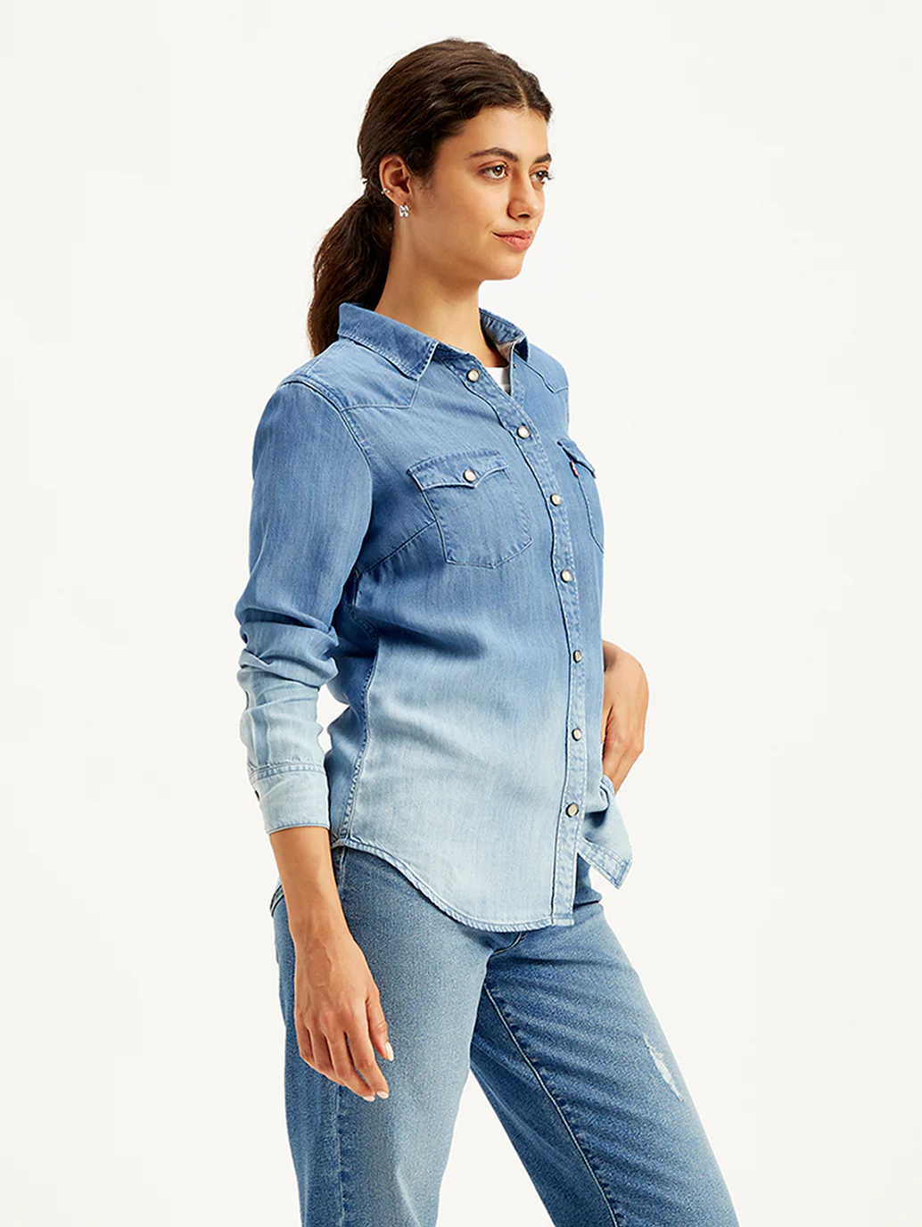 Women's Solid Regular Fit Denim Shirt - Image 6