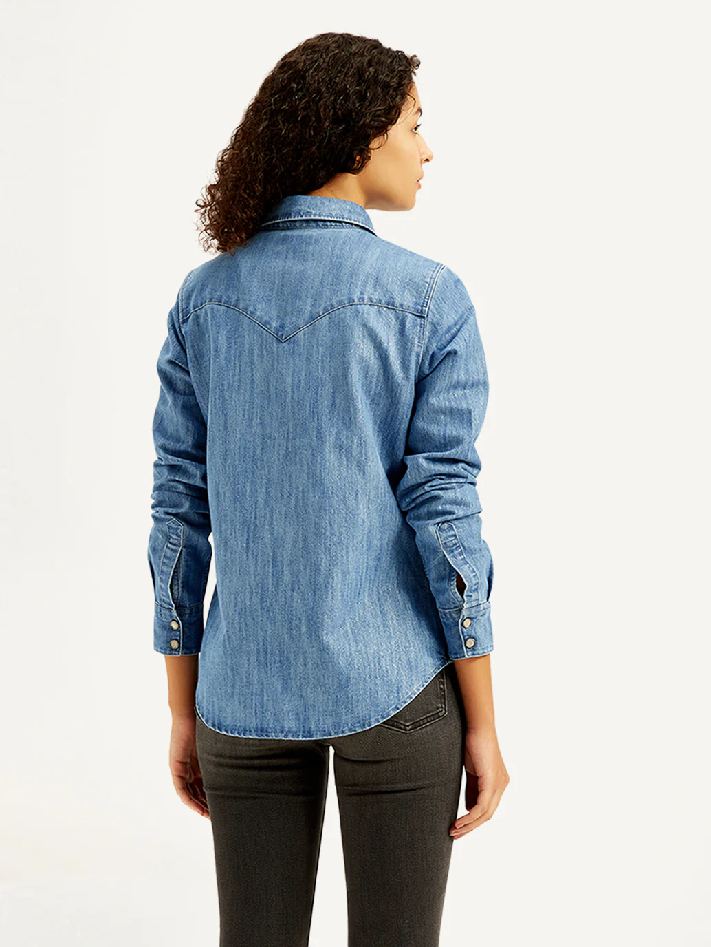 Women's Solid Regular Fit Denim Shirt - Image 2