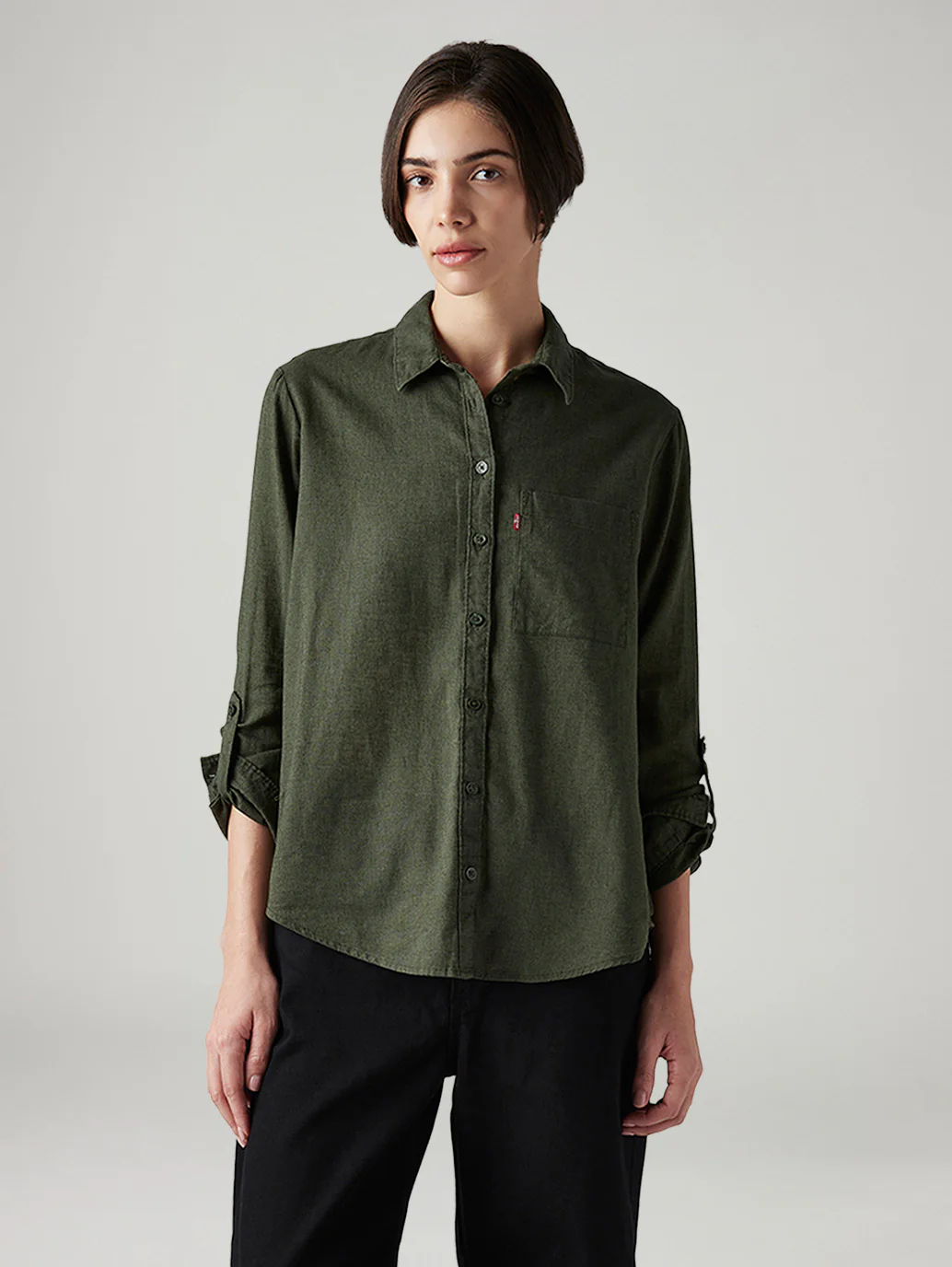 Women's Solid Relaxed Fit Linen Shirt - Image 2