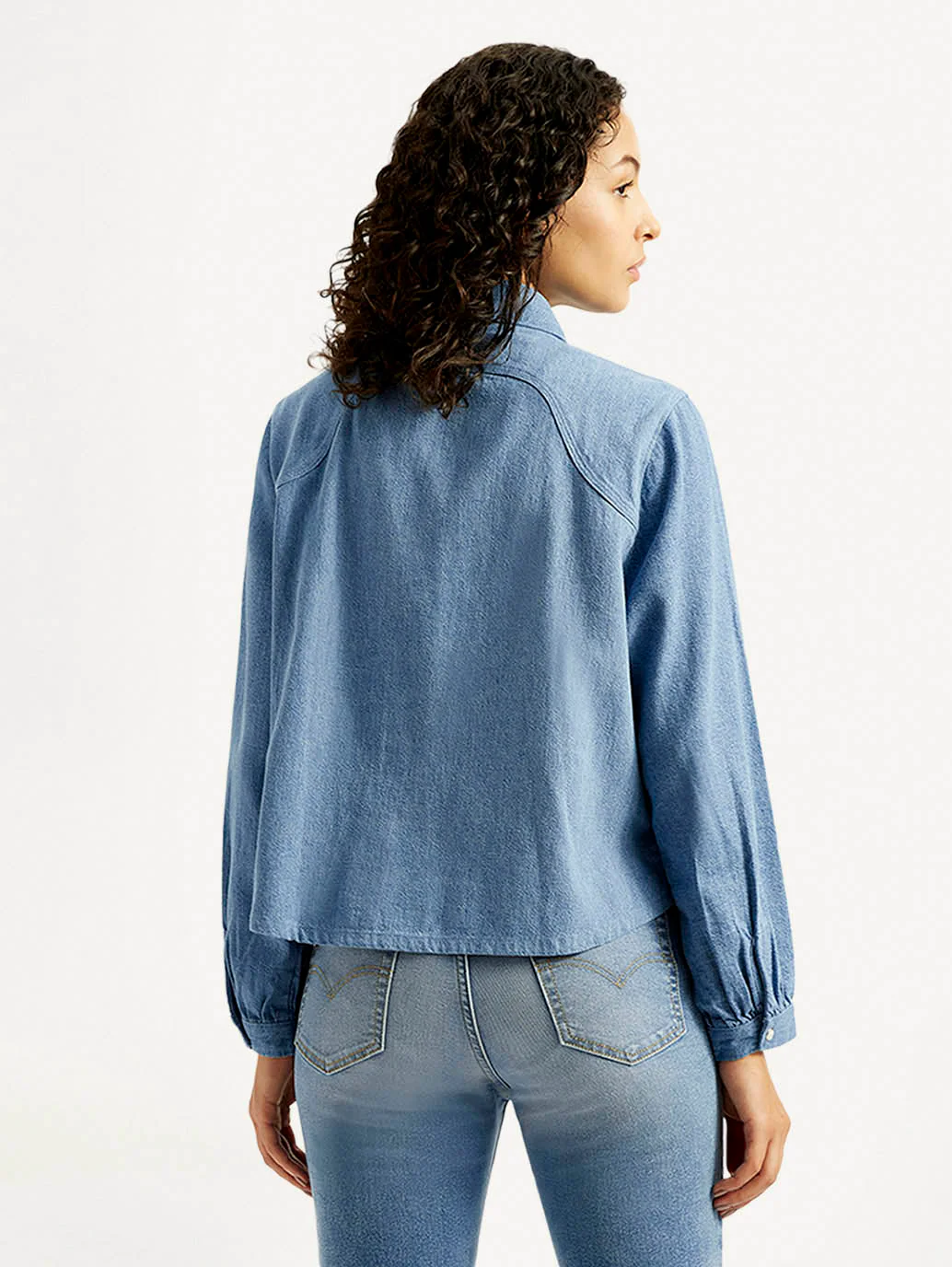Women's Solid Relaxed Fit Denim Shirt - Image 2