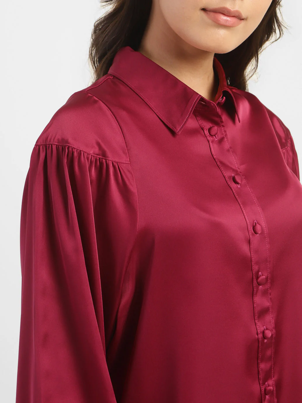 Women's Solid Spread Collar Shirt - Image 6