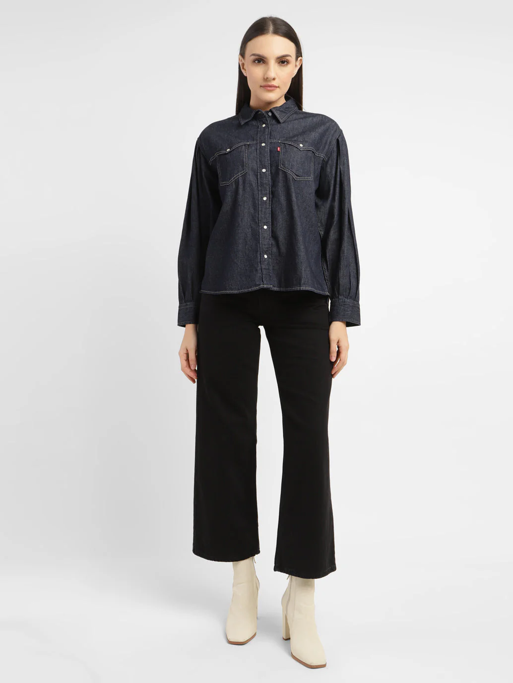 Women's Solid Spread Collar Shirt - Image 6