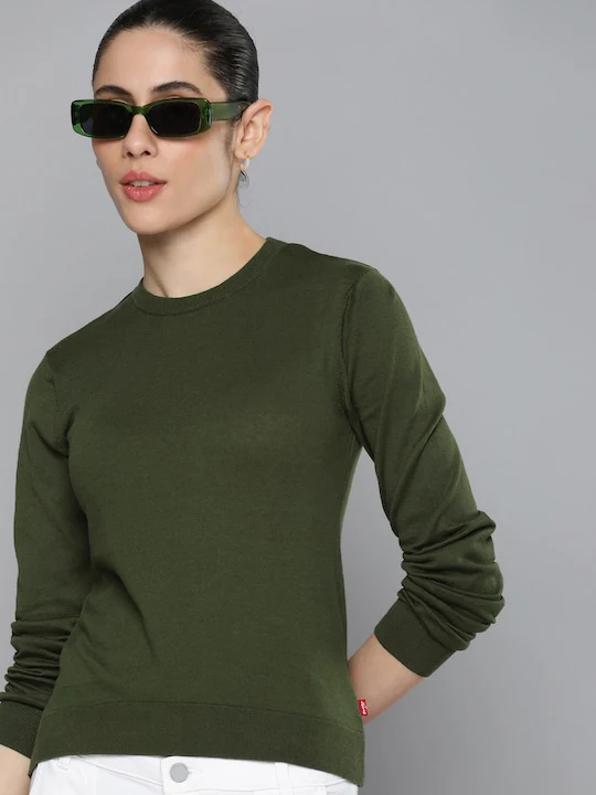 Women's Solid Crew Neck Sweater - Image 2
