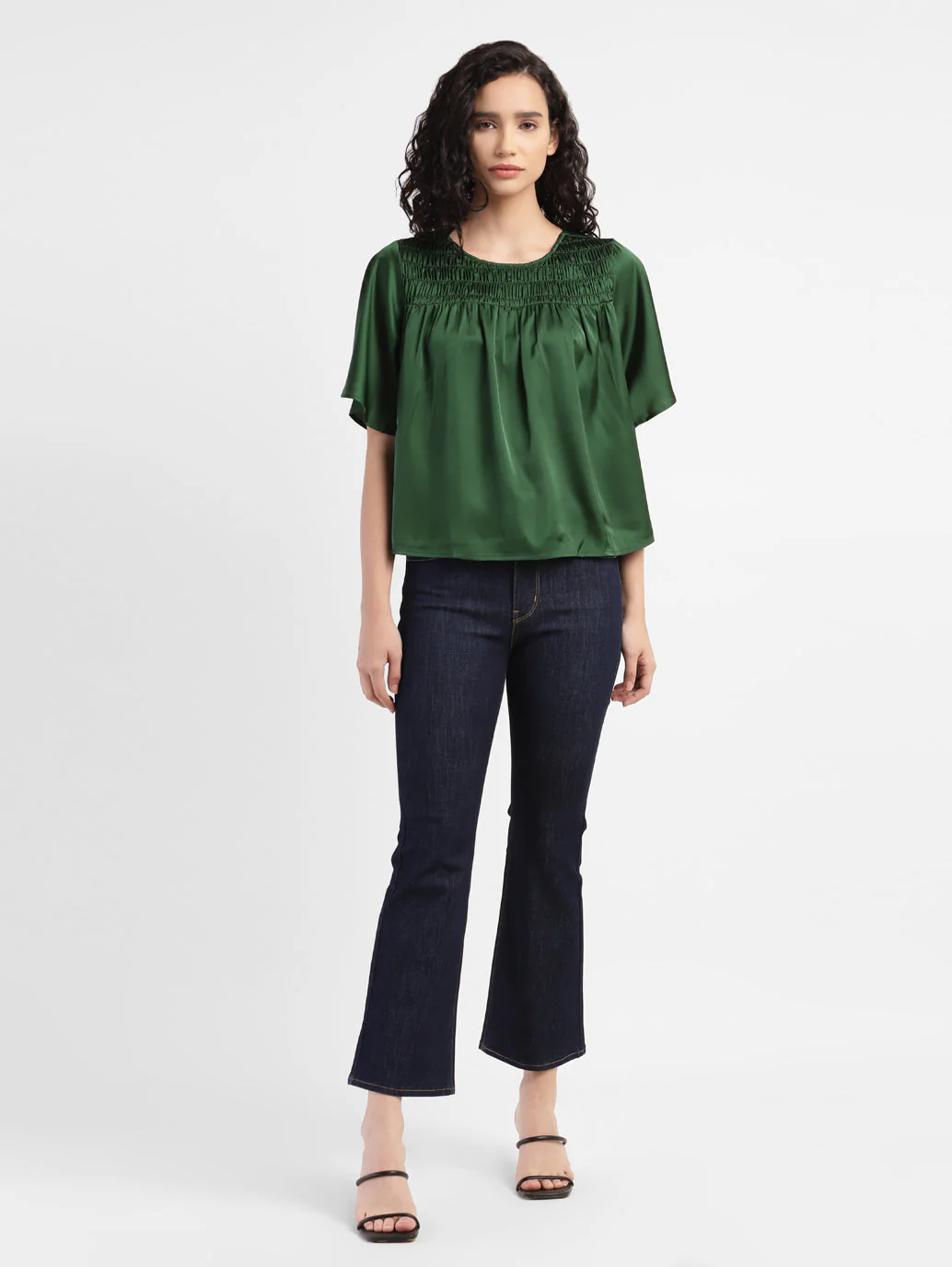 Women's Solid Round Neck Top Green - Image 5