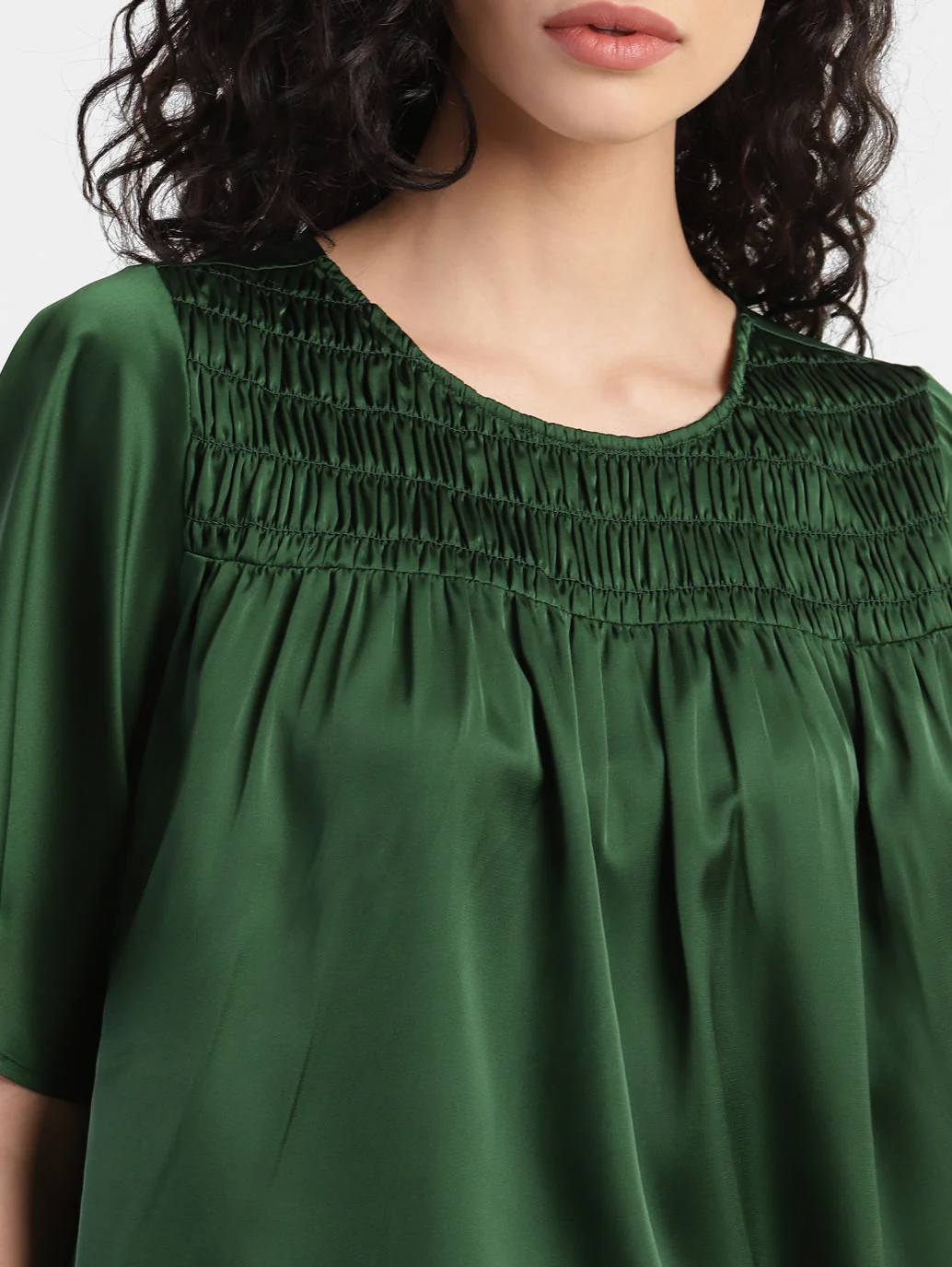 Women's Solid Round Neck Top Green - Image 6