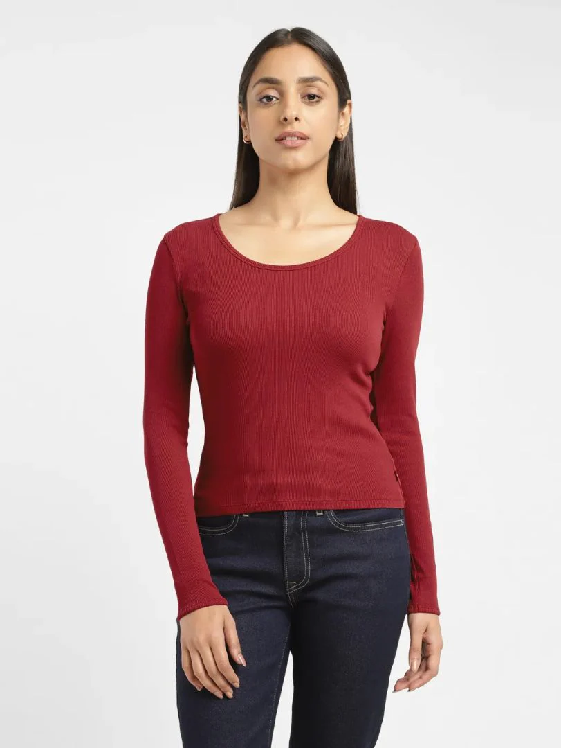 Women's Solid Scoop Neck Relaxed Fit T-shirt - Image 7