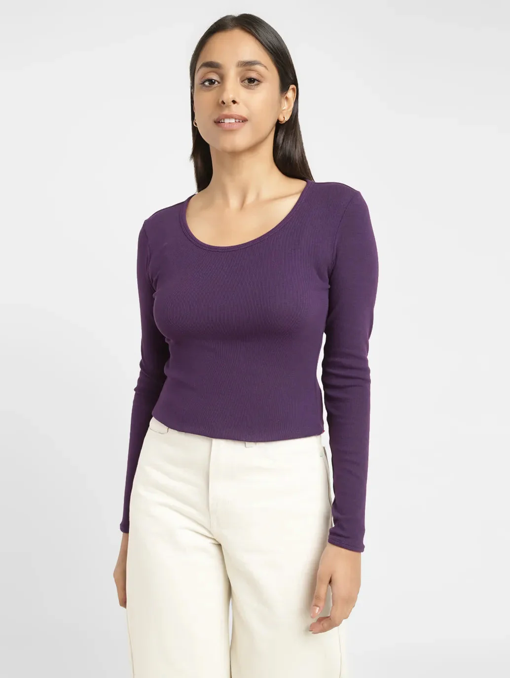 Women's Solid Scoop Neck Relaxed Fit T-shirt