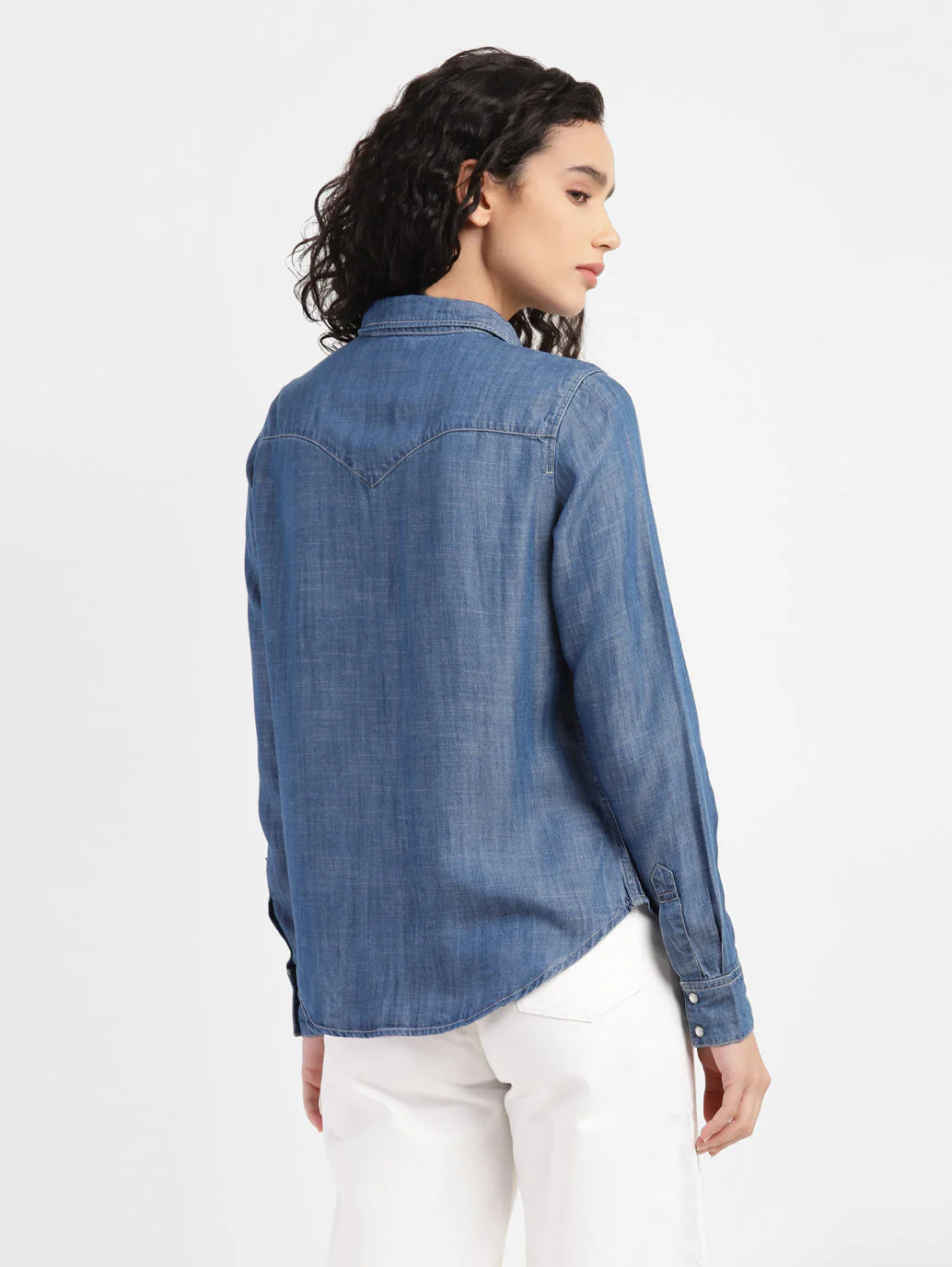 Women's Solid Spread Collar Shirt - Image 3