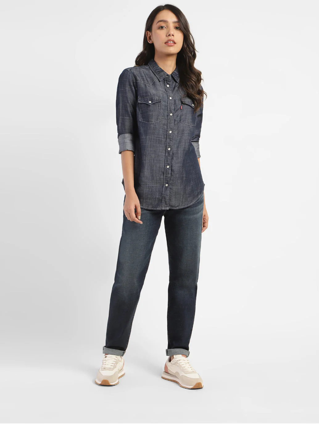 Women's Solid Spread Collar Shirt - Image 7