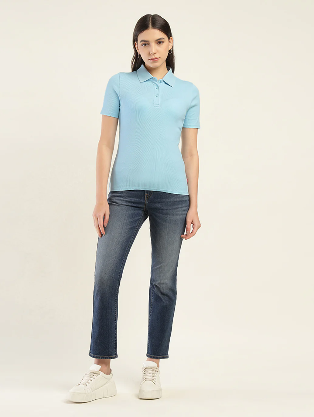 Women's Solid Slim Fit Polo T-Shirt - Image 6