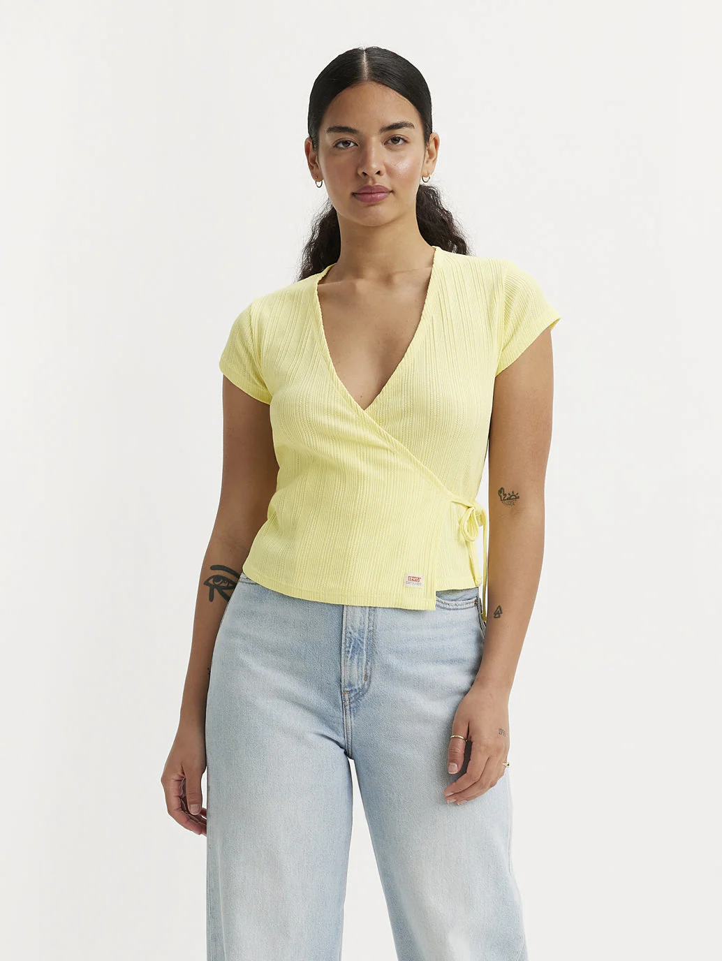 Women's Textured V Neck Top