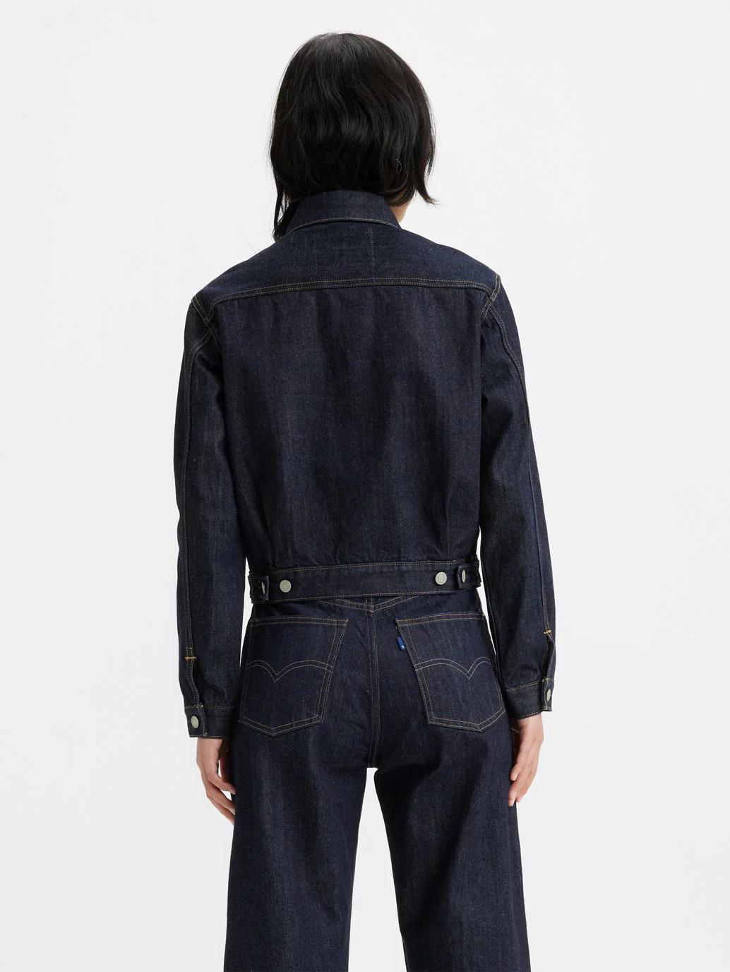 Women's Solid Spread Collar Denim Jacket - Image 3