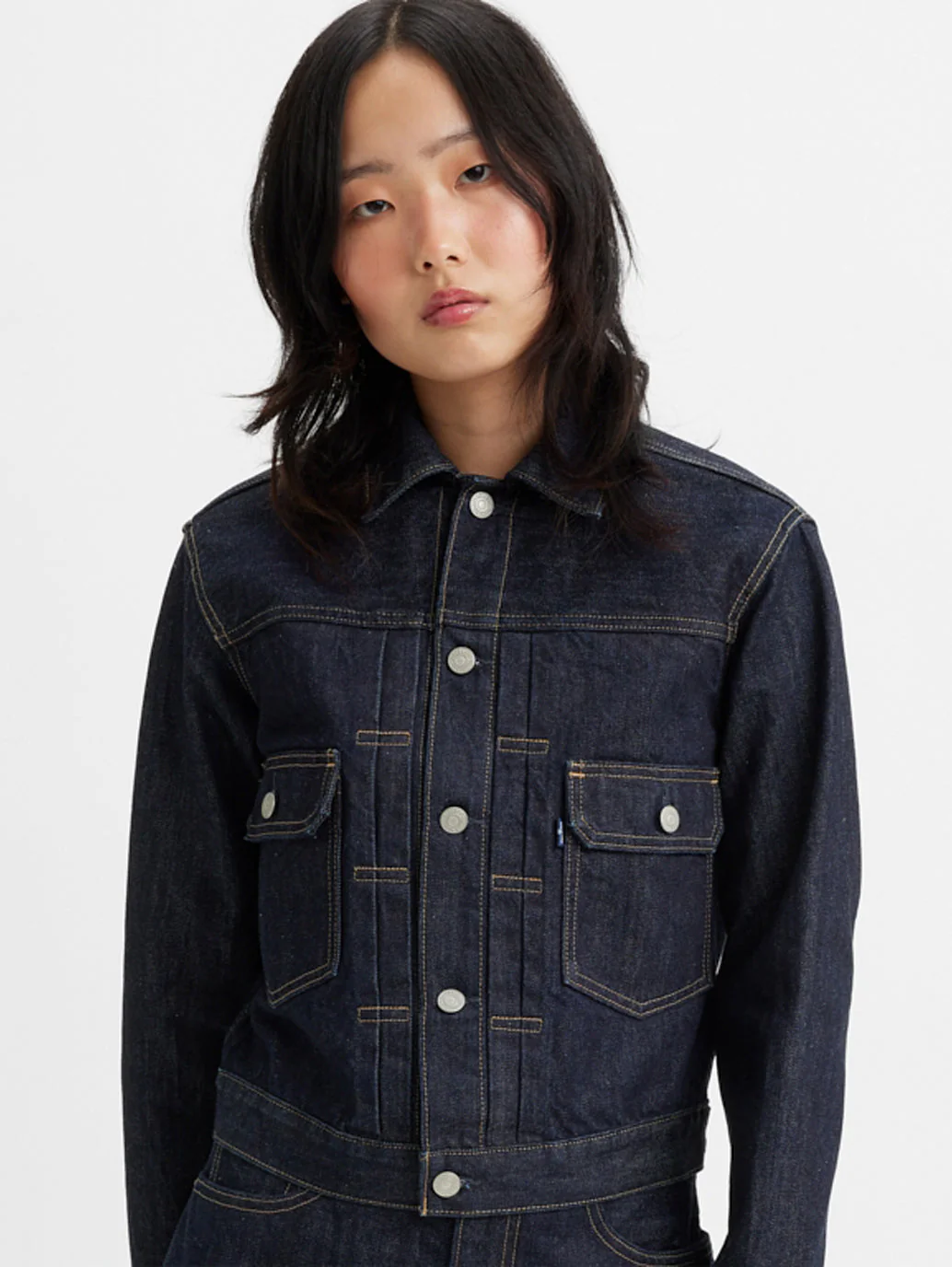 Women's Solid Spread Collar Denim Jacket - Image 4
