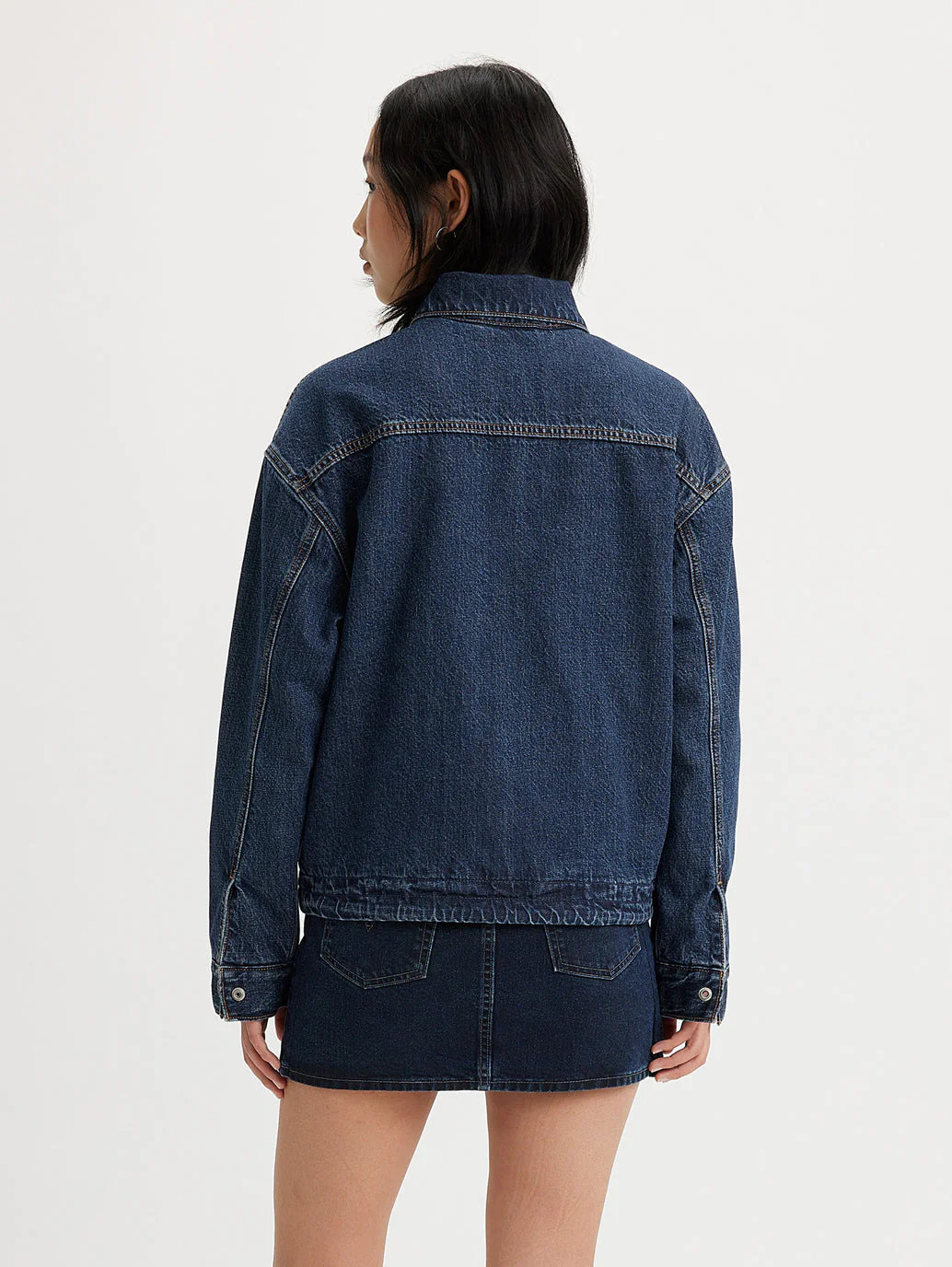 Women's Solid Spread Collar Denim Jacket - Image 3