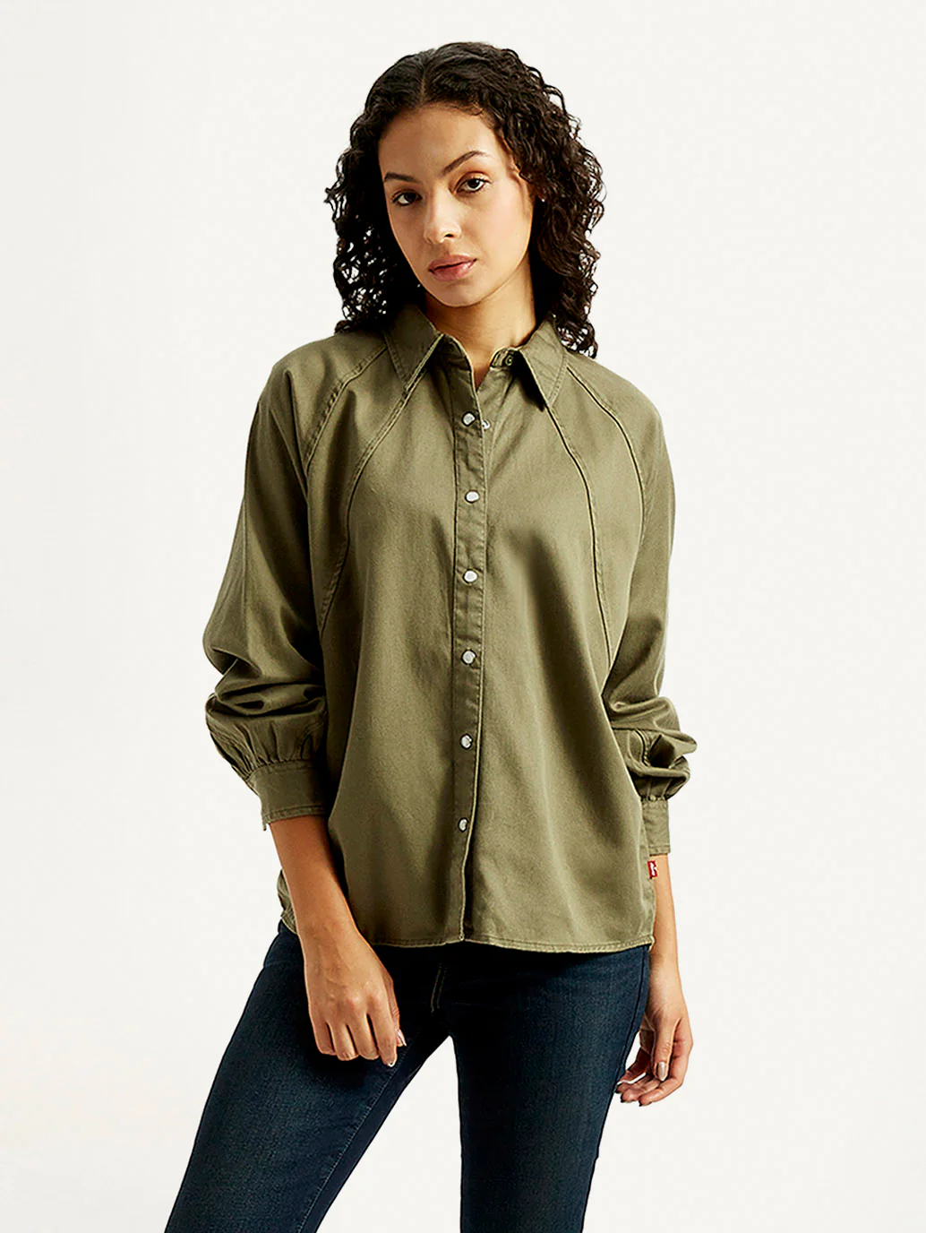 Women's Solid Spread Collar Shirt