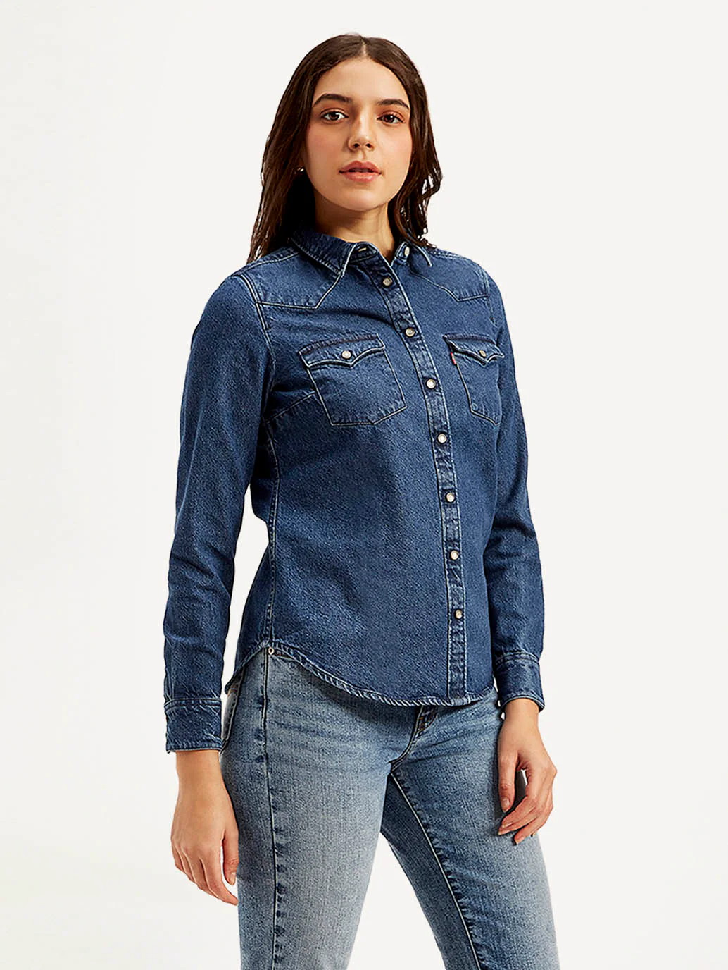 Women's Solid Spread Collar Shirt - Image 5