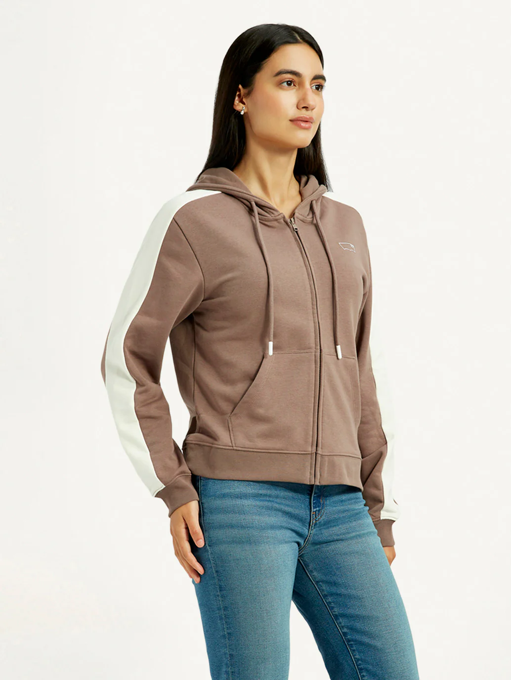 Women's Solid Brown Hooded Sweatshirt - Image 3