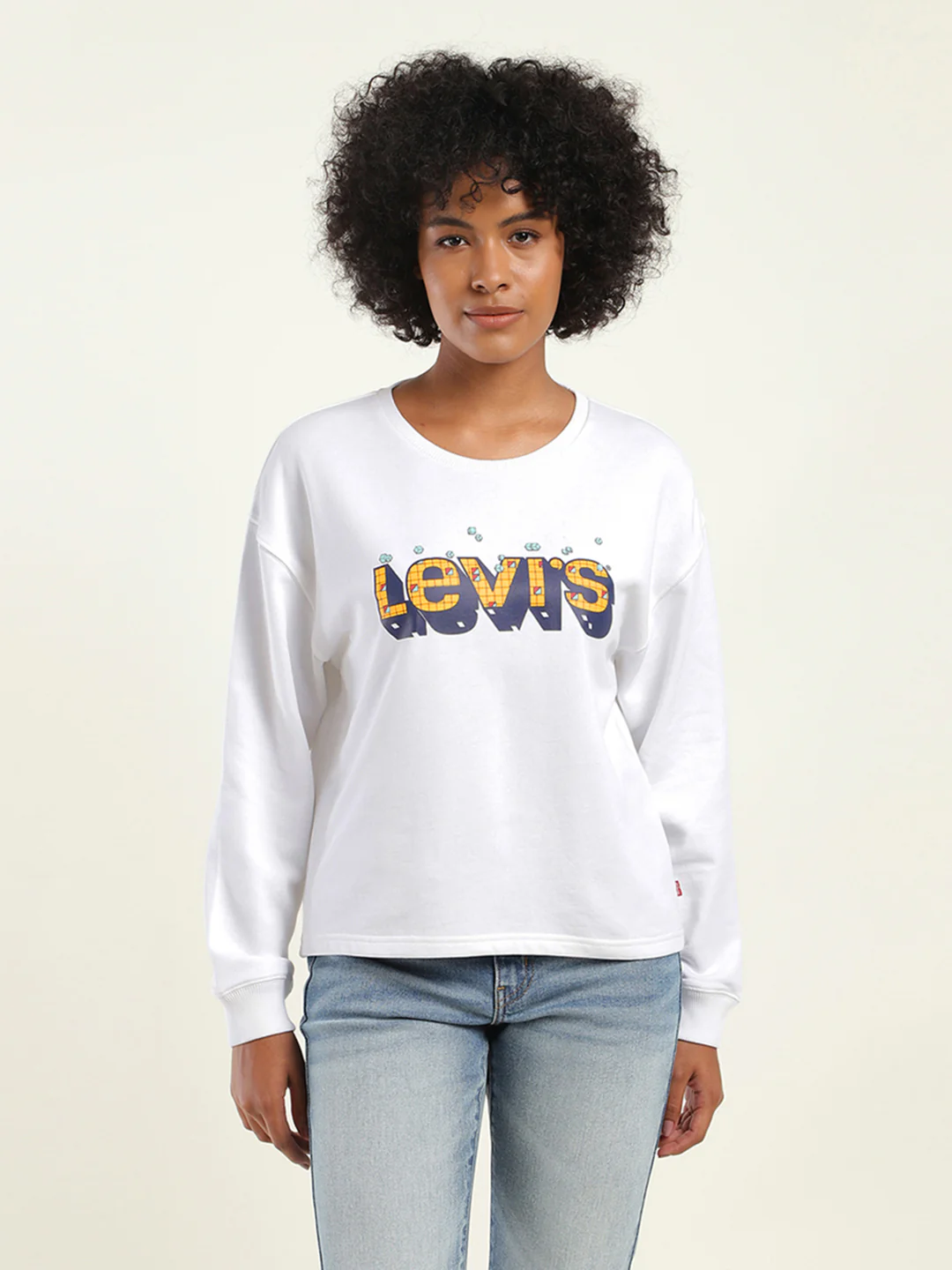 Women's Brand Logo White Crew Neck Sweatshirt - Image 2