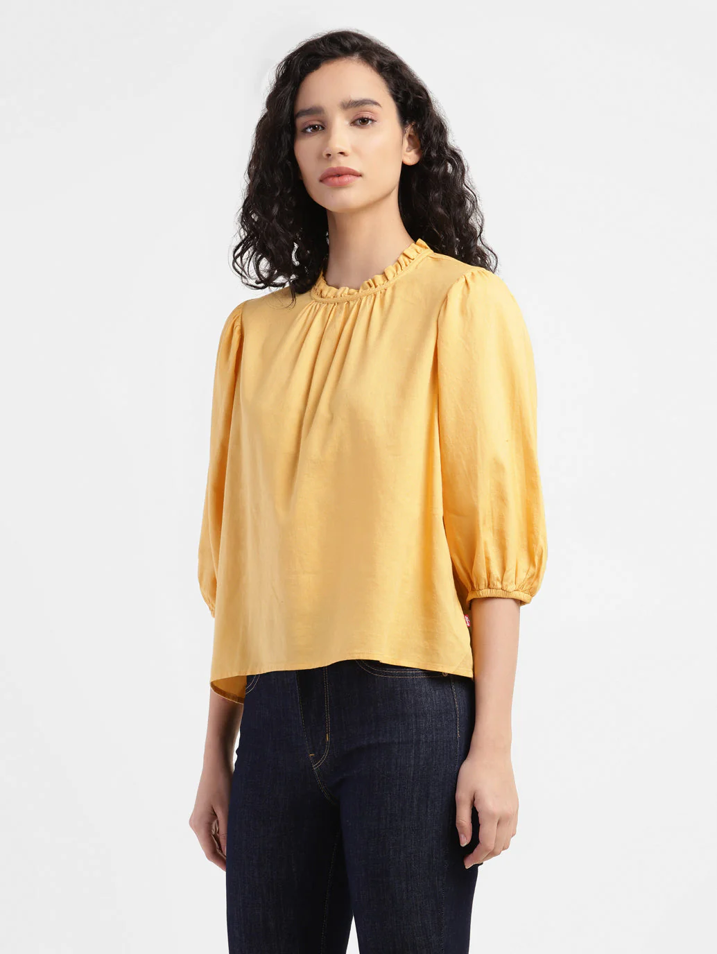 Women's Solid Yellow Round Neck Top - Image 4