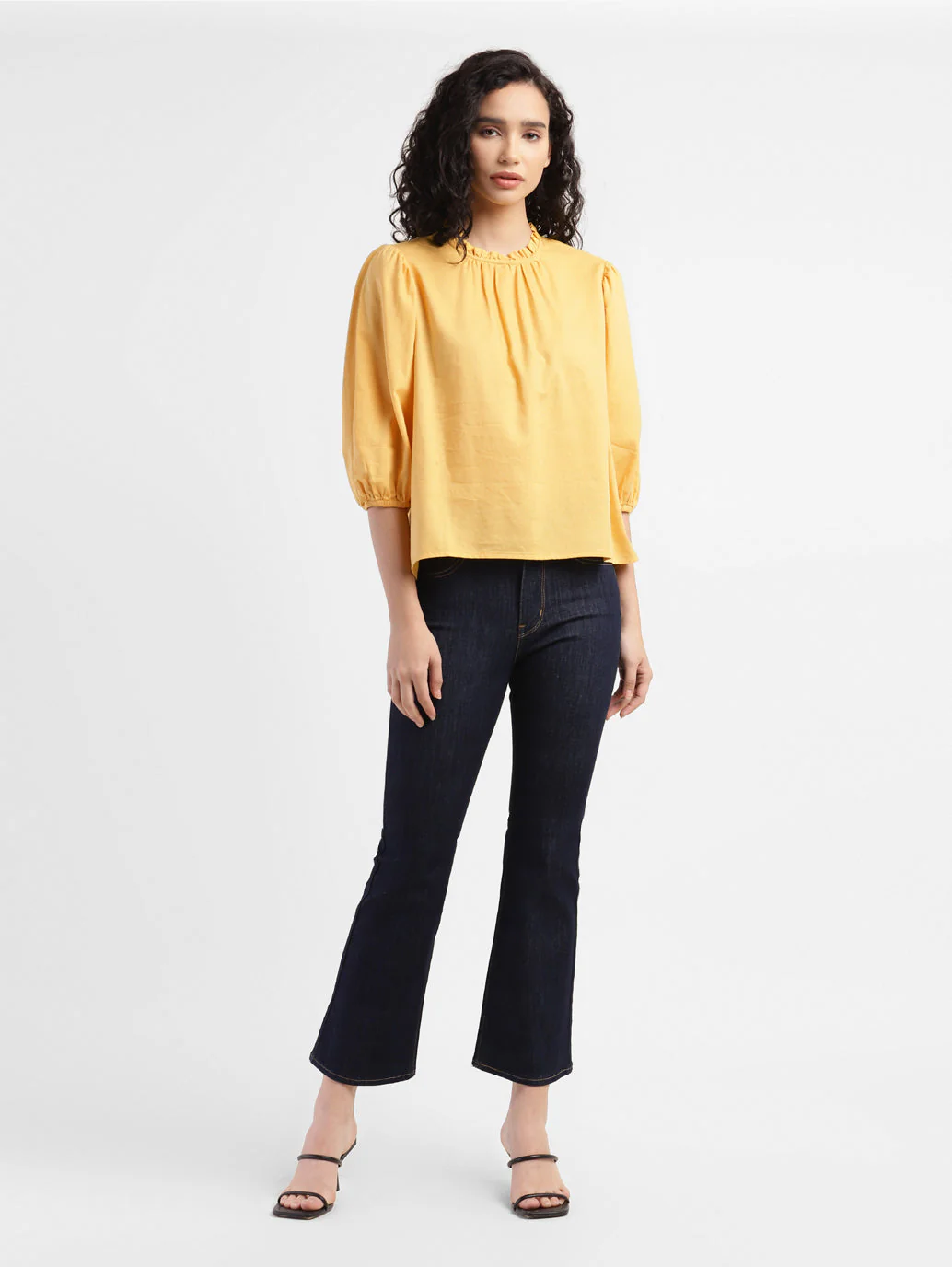 Women's Solid Yellow Round Neck Top - Image 5