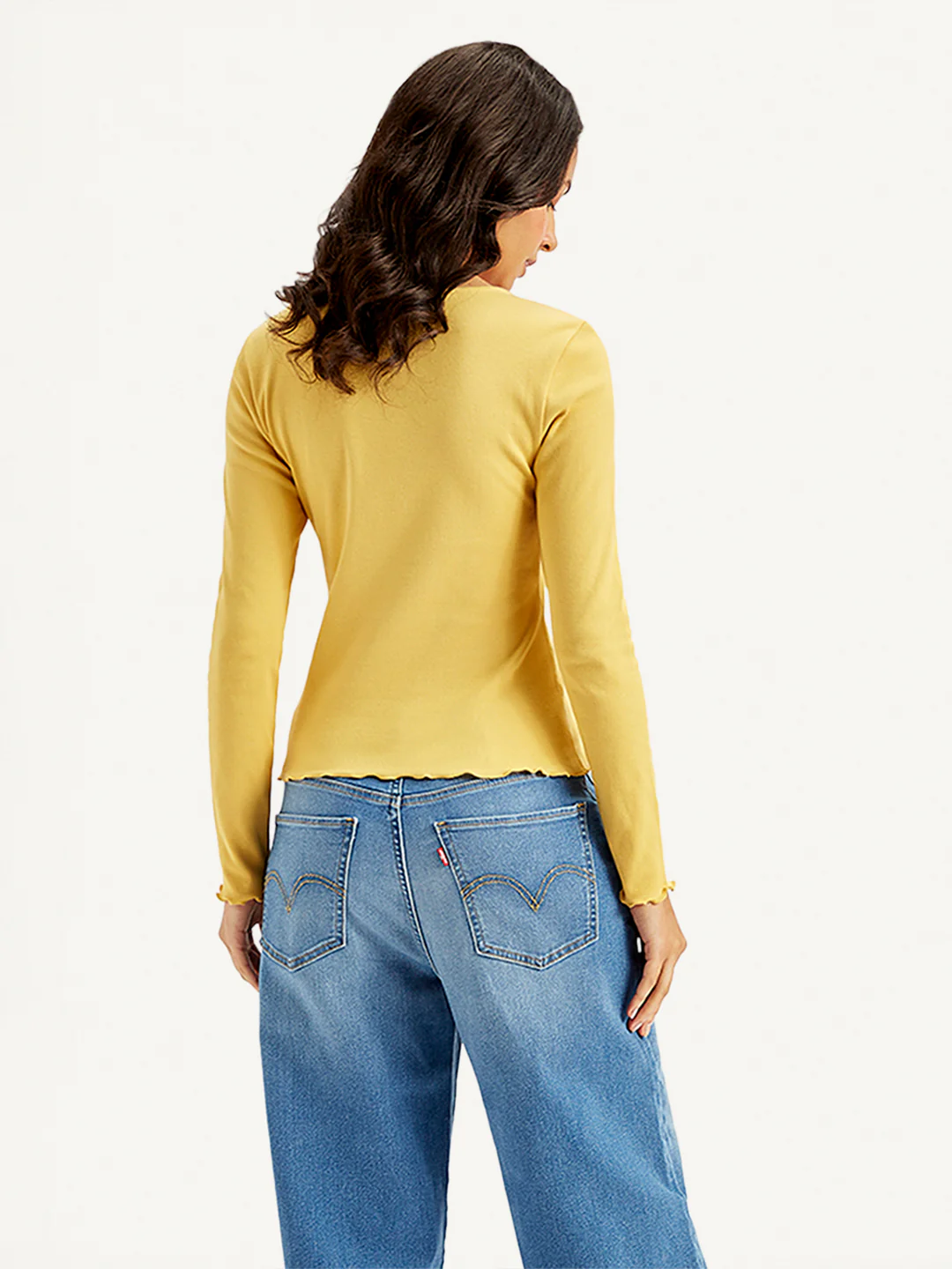 Women's Solid Yellow Scoop Neck Top - Image 3