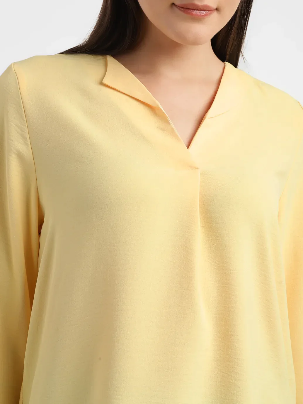 Women's Solid Yellow V Neck Top - Image 5