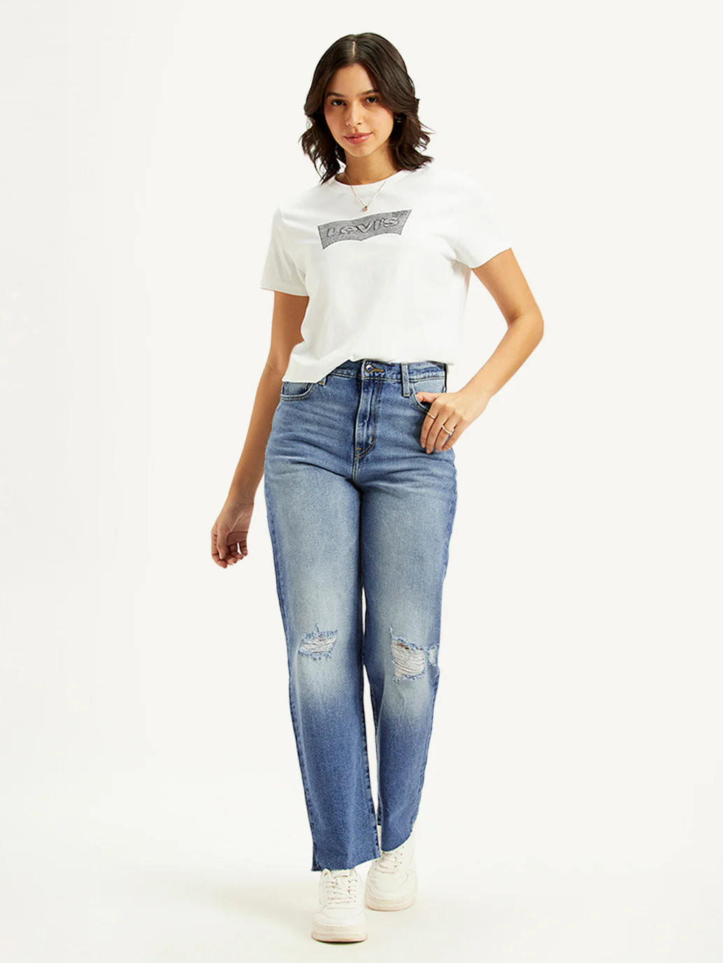 Women's Blue Ribcage Straight Fit High Rise Jeans