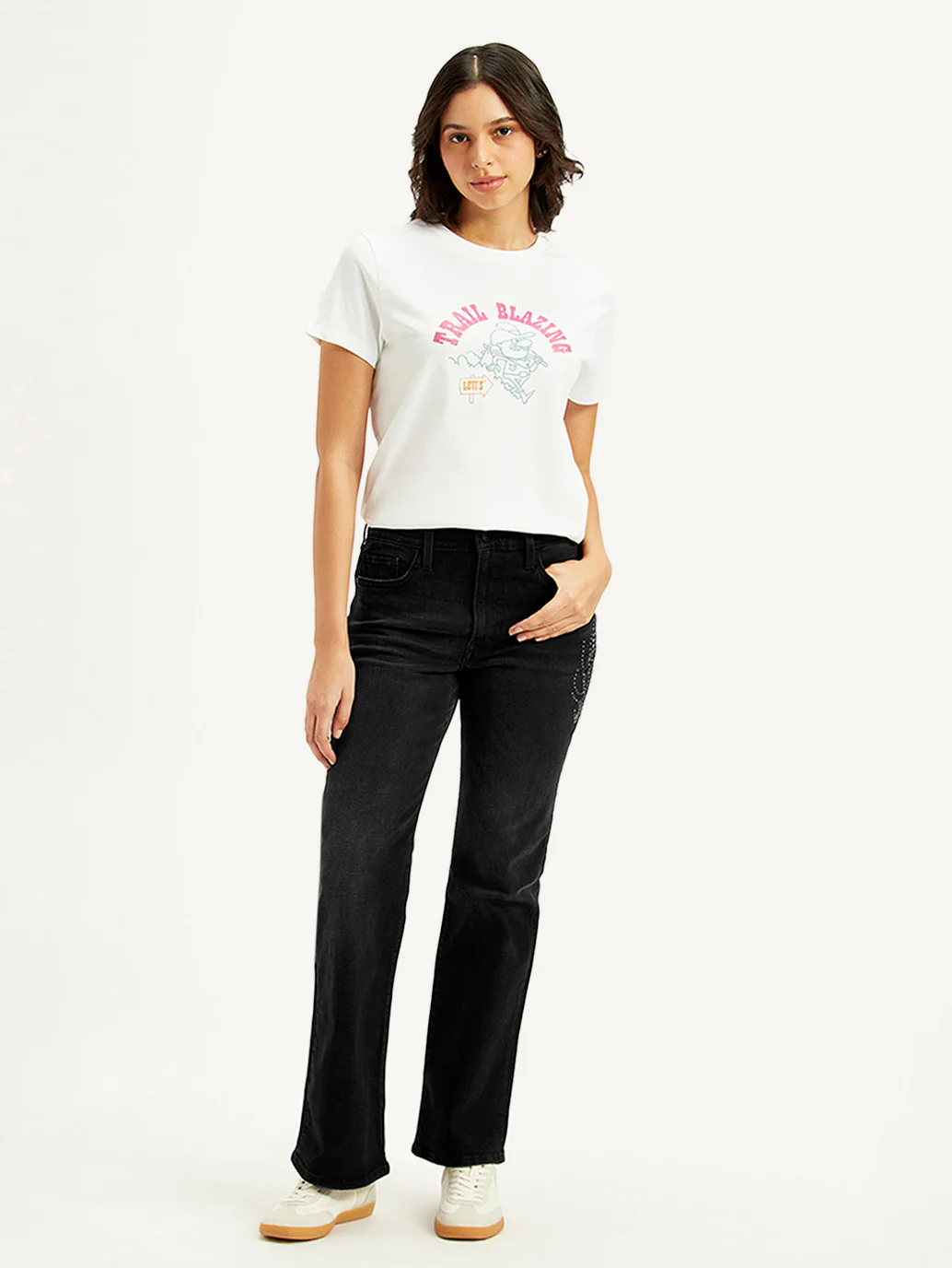 Women's Black Wedgie Bootcut Fit Mid Rise Jeans - Image 2