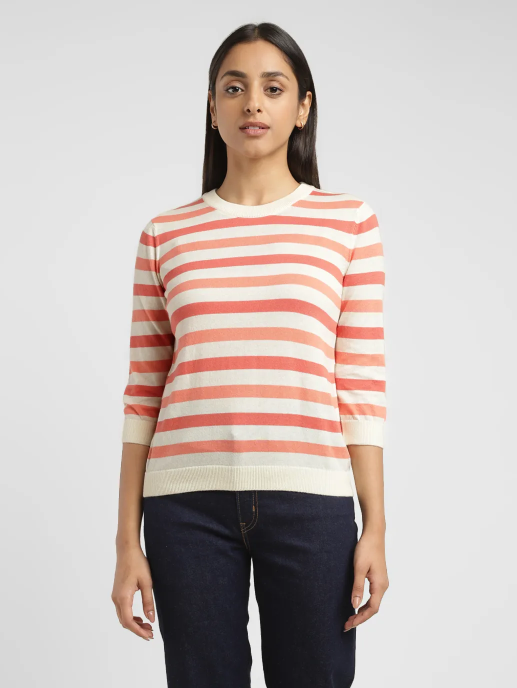 Women's Striped Crew Neck Pullover - Image 2