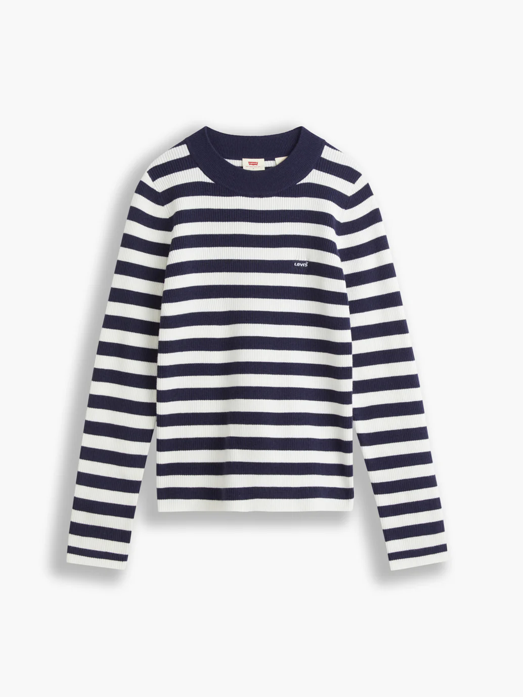 Women's Striped Navy Blue Crew Neck Sweater - Image 5