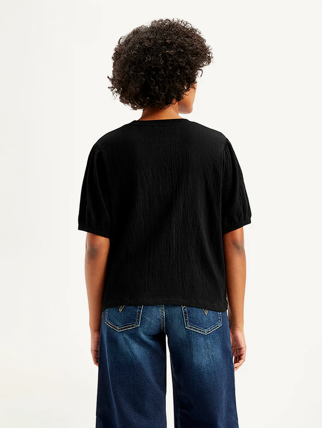Women's Textured Black Crew Neck Top - Image 3