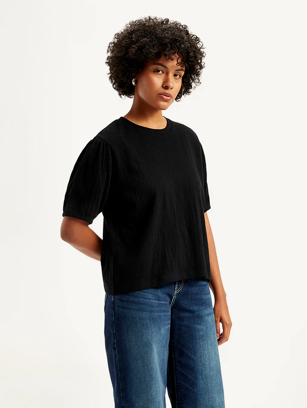 Women's Textured Black Crew Neck Top - Image 5