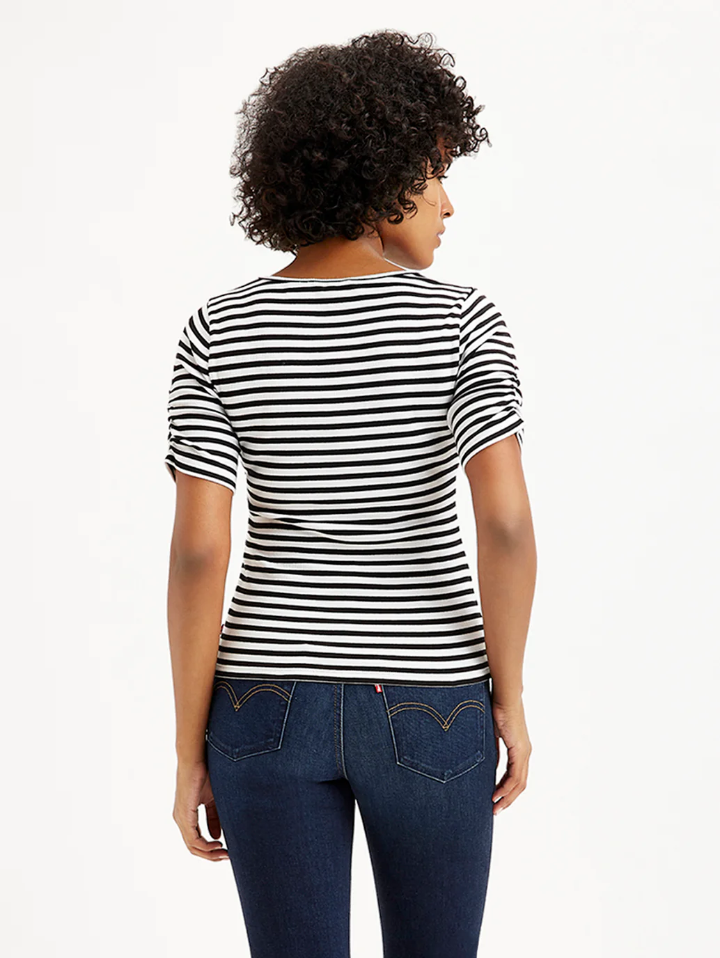 Women's Striped Black Round Neck Top - Image 4