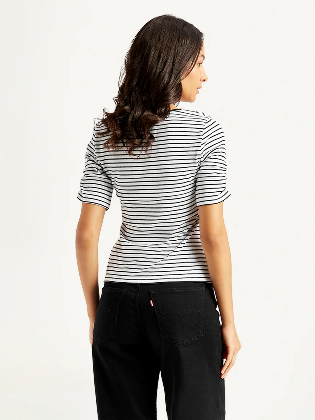 Women's Striped Black Scoop Neck Top - Image 3