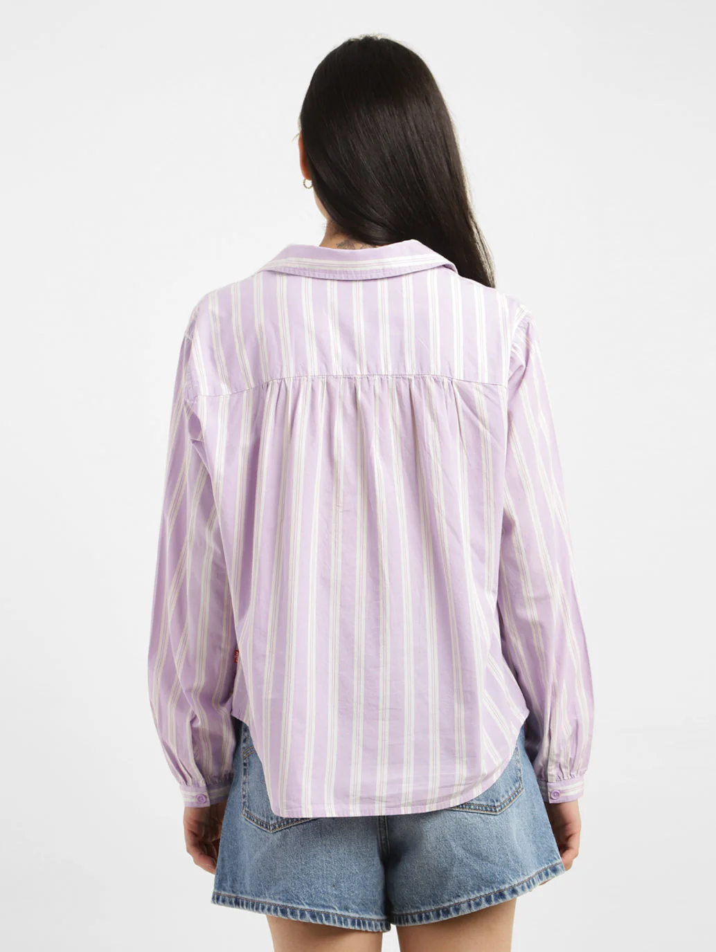 Women's Striped Spread Collar Top - Image 3
