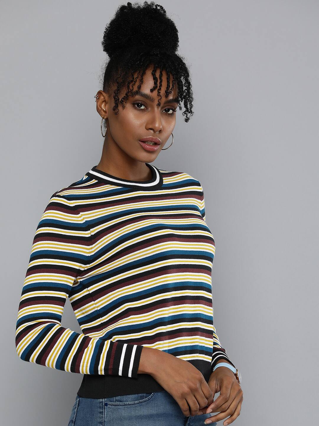 Women's Striped Crew Neck Sweater - Image 10
